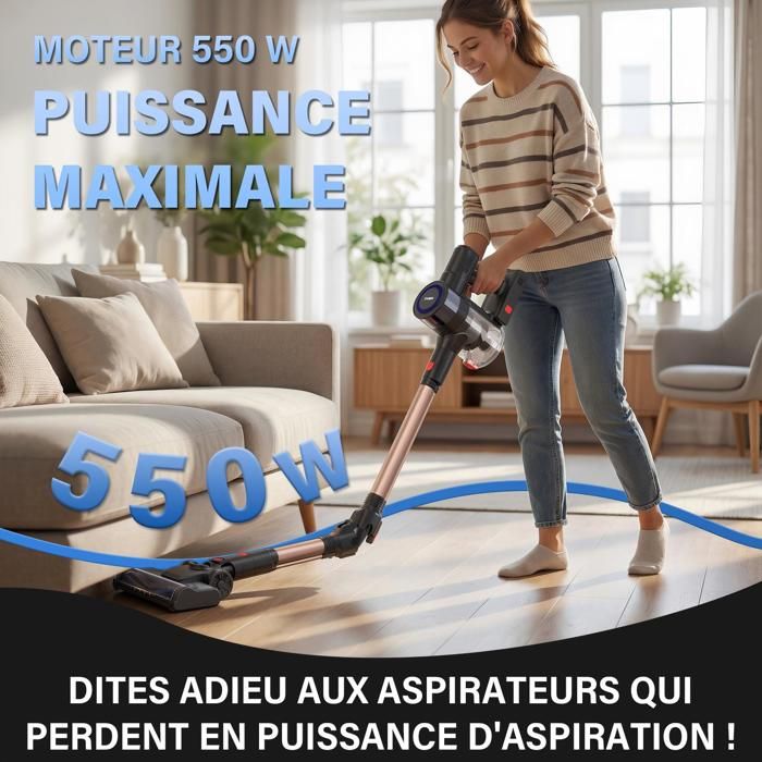Aspirateur balai - STANEW - 45000Pa/550W - Pliable 180° - 40 min autonomie - Brosse anti-emmêlement
