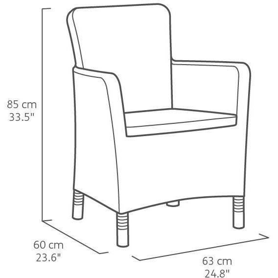 Lot de 6 fauteuils de jardin - Allibert by KETER - BELLA - En résine - Coloris : gris graphite - Empilable