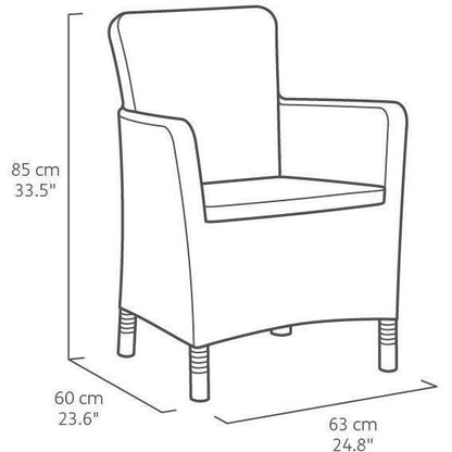 Lot de 6 fauteuils de jardin - Allibert by KETER - BELLA - En résine - Coloris : gris graphite - Empilable