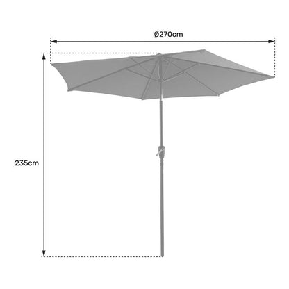 Parasol droit HAPUNA rond 2,70m de diamètre rouge