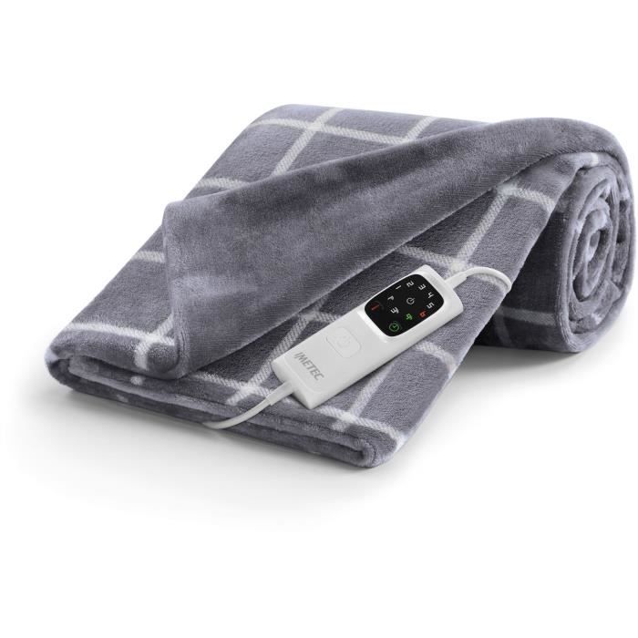 Couverture Chauffante - Imetec - Plaid chauffant 180x140 cm - 6 Températures - Technologie Anti Surchauffe Adapto - Lavable