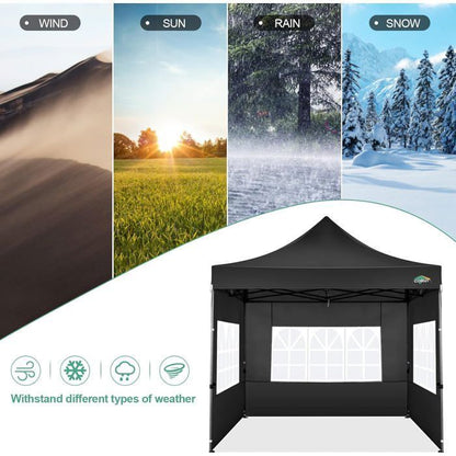 Tonnelle 3x3m Tonnelle Pliante de Jardin imperméable avec 4 côtés - Barnum Pliable Pavillon extérieur - Noir