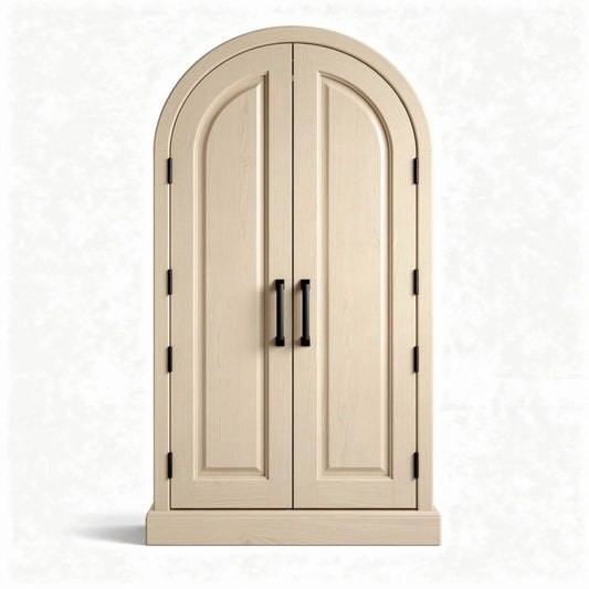 Armoire en bois de chêne beige avec portes cintrées 90 x 50 x 180 cm