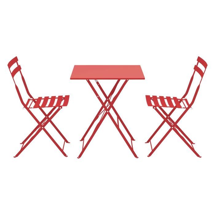 Table de jardin et 2 chaises acier 60 cm vert cactus Rome - Oviala
