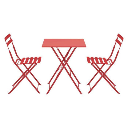 Table de jardin et 2 chaises acier 60 cm vert cactus Rome - Oviala