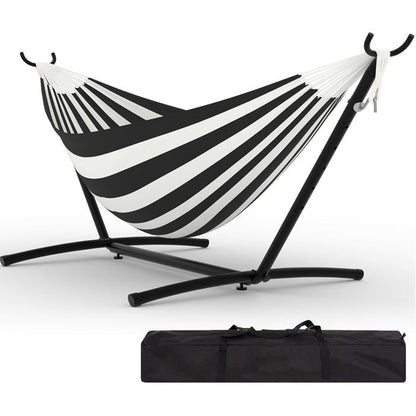 Hamac Double avec Support - 450 lbs, Toile Coton & Coussin Amovible - Pour Jardin, Intérieur/Extérieur, Vert