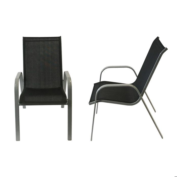 Lot de 4 chaises MARBELLA en textilène gris - aluminium gris anthracite