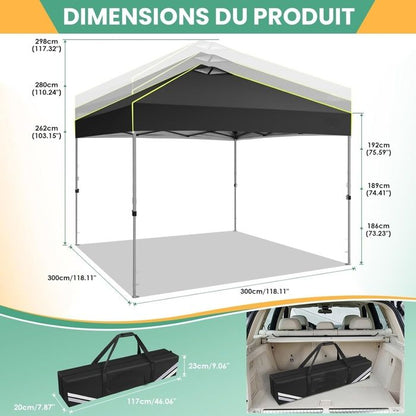Tonnelle de Jardin Exterieur ImperméAble Tente De Reception Avec 4 Panneaux LatéRaux,Uv 50+ -Noir