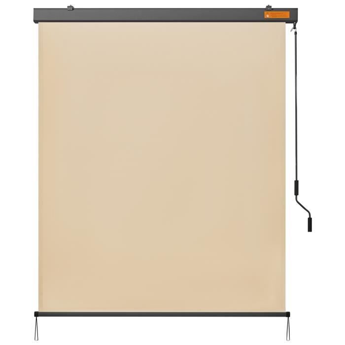 Yaheetech Store Enrouleur 250 × 154,5 cm Jour Nuit Store Occultant Rétractable avec Manivelle Jardin Café Beige