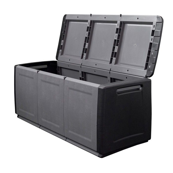 Coffre de rangement 330L Gris/Noir 138 x 53 x H57cm Poignées de transport polypropylène INTEC