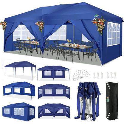 Tonnelle Tente 3x6m Pliant Tonnelle de Jardin, étanche Pavillon Tente de réception pour Exterieur,Bleu foncé