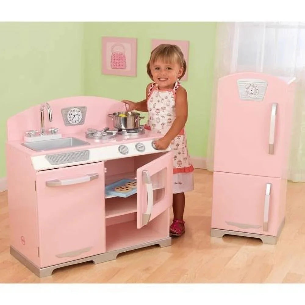Cocina Retro KidKraft y Refrigerador en Rosa