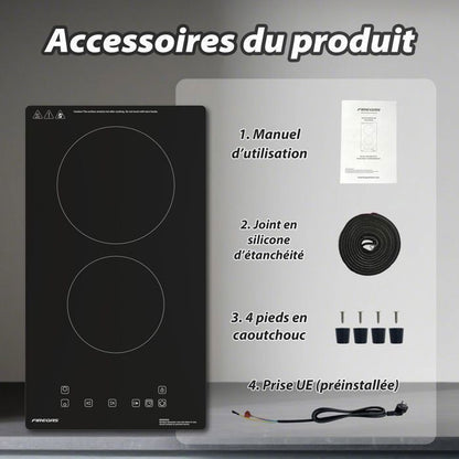 Plaque de Cuisson Vitrocéramique FIREGAS - 4 zones 7200W - L59 x P52 cm - Noir