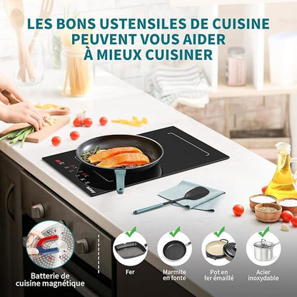 Table de cuisson à induction - ISEASY - 2 feux - Écran tactile - 3400W - Verrouillage enfant
