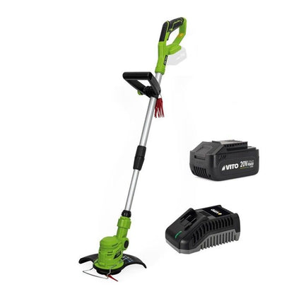 Coupe Bordure sans fil 20V + 2 Batteries 2AH + Chargeur + Jeu de 20 lames coupantes VITO