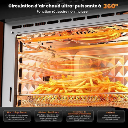 Friteuse sans Huile 12L - Panier Flexible - Écran LED - Cuisson 360° Sans Huile - 10 Programmes - Fenêtre transparente - Air fryer