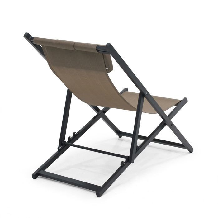 Lot de 2 transats en aluminium anthracite Santiago - Oviala