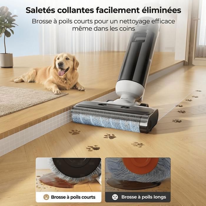 LARESAR M5 Aspirateur laveur 3‑en‑1 sans fil – 25 kPa– Auto‑nettoyage – Système de séchage – Anti‑odeurs – LED – Anti‑enchevêtrement