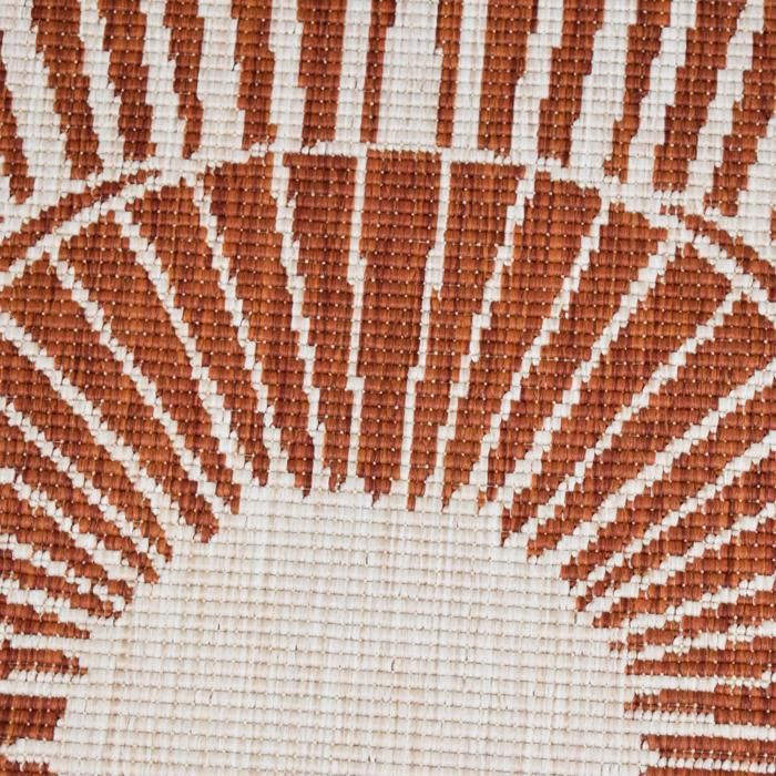 Tapis rond d'extérieur, kilim reversible Ø120cm LYN2 B ROND REVERSIBLE orange et crème