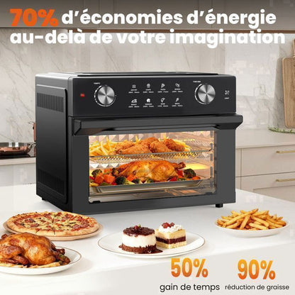 Friteuse sans Huile 12L - Panier Flexible - Écran LED - Cuisson 360° Sans Huile - 10 Programmes - Fenêtre transparente - Air fryer