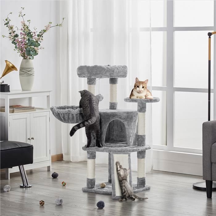 Yaheetech Arbre à Chat en Sisal Griffoir Grattoir Tour de Jeux pour Chat avec Centre d'activités Arbre a Chat Hauteur 107cm Rose