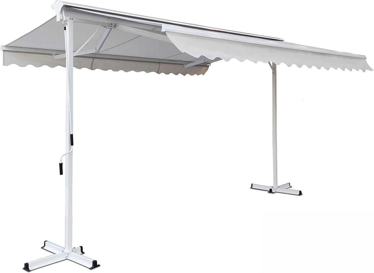 Oviala Store Double Pente avec Coffre 3 x 4 m en Aluminium écru