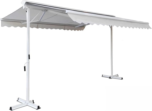 Oviala Store Double Pente avec Coffre 3 x 4 m en Aluminium écru