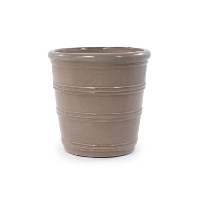 Pots de Fleur en Céramique - 41,5x41,3 cm - Grand Bac à Fleurs avec Trou de Drainage - Vase Design pour Jardin - Taupe