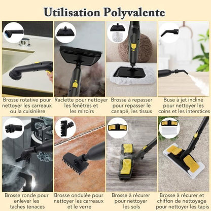 Nettoyeur Vapeur à Main 1500W Punaises de Lit COSTWAY-Réservoir 400 ml-2 Bar-14 Accessoires-125 ℃-Verrou de Sécurité Enfants-Jaune