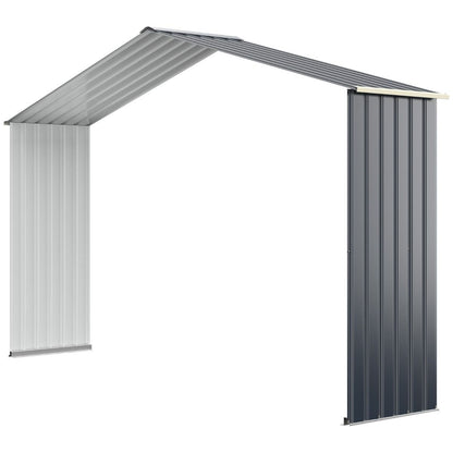 Abri de Jardin en Métal & Extension 10.85㎡ avec 2 Portes Coulissantes Verrouillables 4 Trous d’Aération Gris pour Vélo