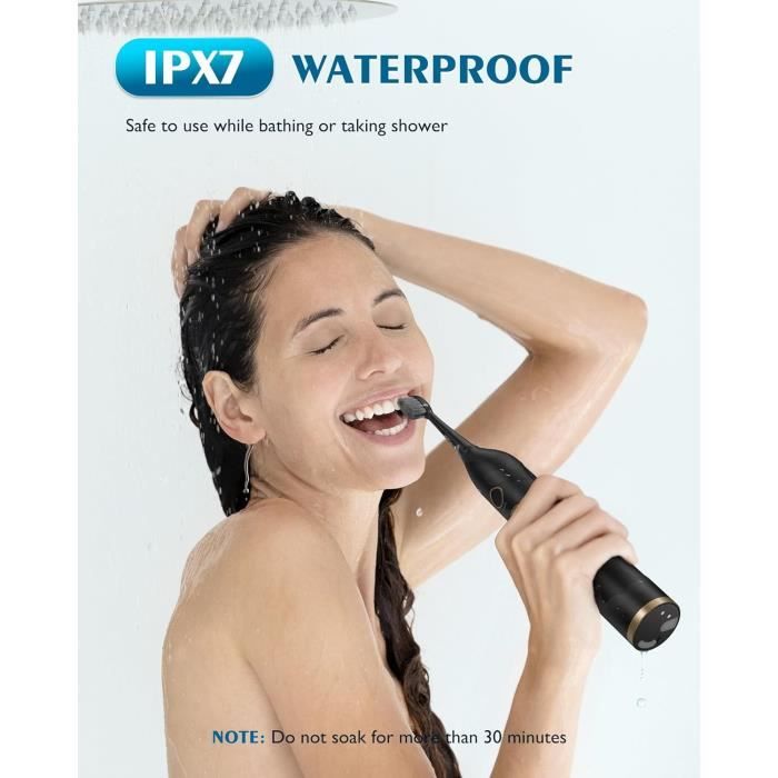 AGPTEK Hydropulseur et Brosse à Dents électrique Combo, Jet Dentaire Portable 5 Modes, 14 Jours d'autonomie, 500 ml, Étanche IPX7