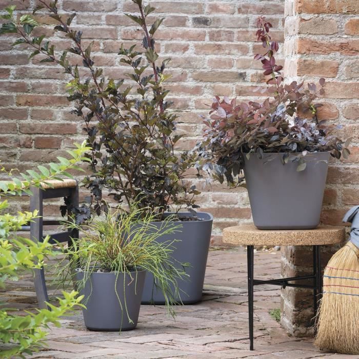 DEROMA Pot de fleurs Origin - 57,5 x 48 cm -  85 L - A roulettes - Terre cuite