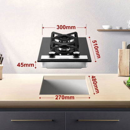 GASLAND GH30BF Plaque de Cuisson Gaz 2 Feux, Plaque gaz Verre trempé, GPL/gaz naturel Noir 30 cm