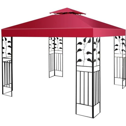 Toile de Rechange pour Pavillon GOPLUS - Rouge - 3M x 3M - Polyester - Résistante aux intempéries et aux UV