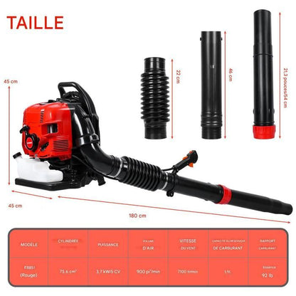EB430 Souffleur à dos 1250W - longue buse - conception ergonomique - 1250W - 6800r/min - 180 x 45 x 45cm - ORANGE