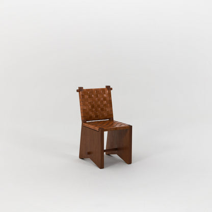 Chaise Solium acajou cuir tressé
