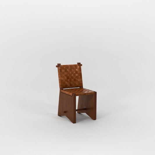 Chaise Solium acajou cuir tressé